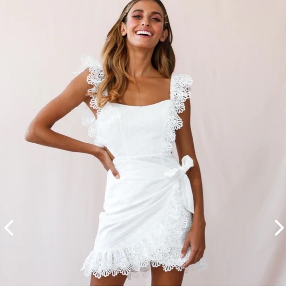 Selfie Leslie Dresses & Skirts - Selfie Leslie Sonnet Lace Trim Wrap Front Dress